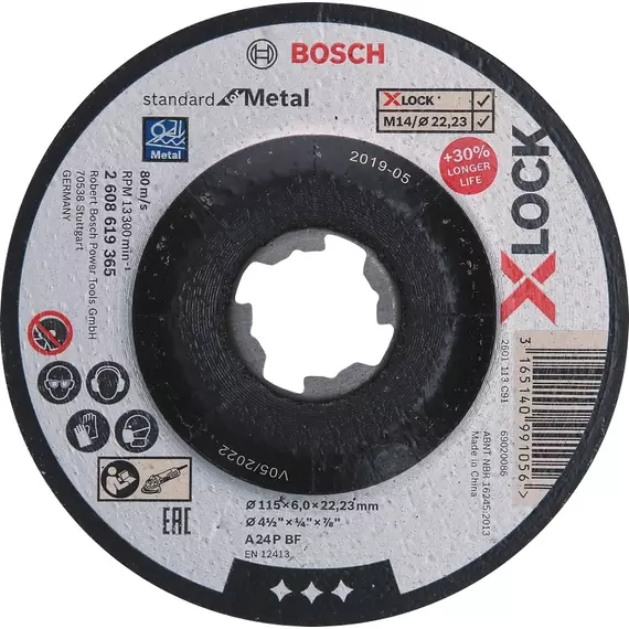 Bosch Standard for Metal X-LOCK csiszolótárcsa sarokcsiszolóhoz, 125x6mm