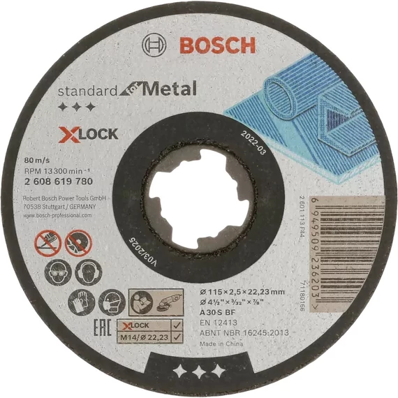 Bosch Standard for Metal X-LOCK vágótárcsa sarokcsiszolóhoz, egyenes, 125x2.5mm