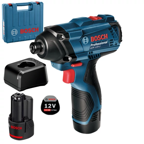 Bosch GDR 120-LI akkus ütvecsavarozó kofferban, 12V, 1/4&quot; (2db 1.5Ah akkuval és töltővel)
