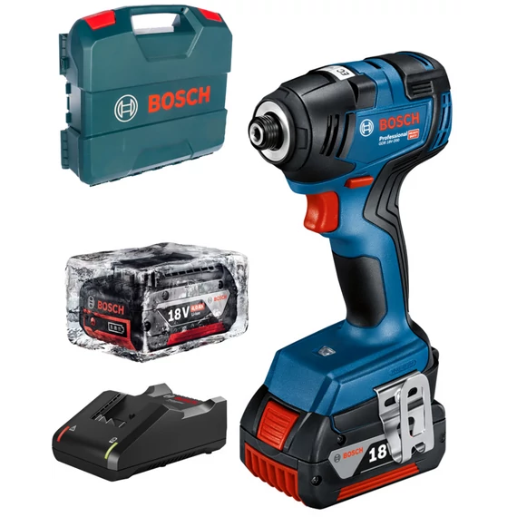 Bosch GDR 18V-200 akkus ütvecsavarozó hordozóban, 18V (2db 4Ah akkuval és töltővel)