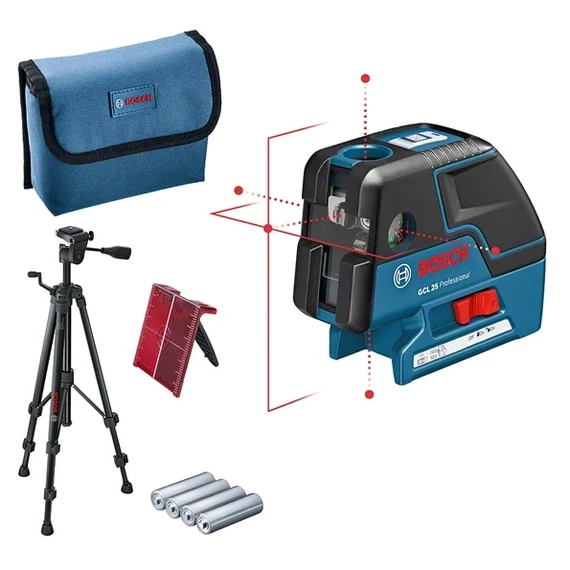 Bosch GCL 25 kombinált lézeres szintező állvánnyal, 10m