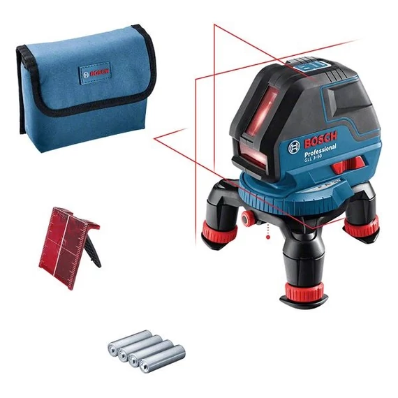 Bosch GLL 3-50 szintező vonallézer táskában, 10m (4db elemmel)