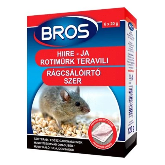 Bros rágcsálóirtó szer gabonaszemes 29ppm 6x20g