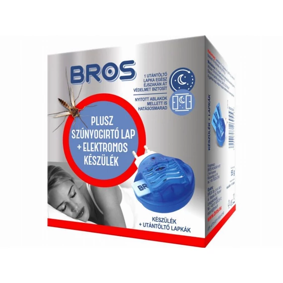 Bros elektromos szúnyogriasztó készülék + 10db utántöltő lapka