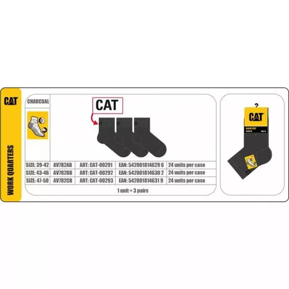 Caterpillar AV782AB munkavédelmi zokni, 39-42, 3db
