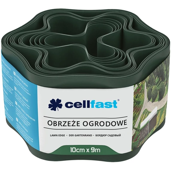 Cellfast ágyásszegély, hullámos, sötét zöld, 9mx10cm