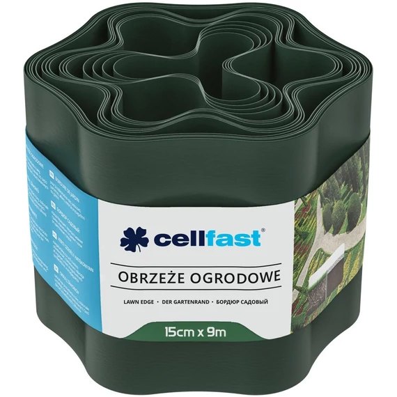 Cellfast ágyásszegély, hullámos, sötét zöld, 9mx15cm