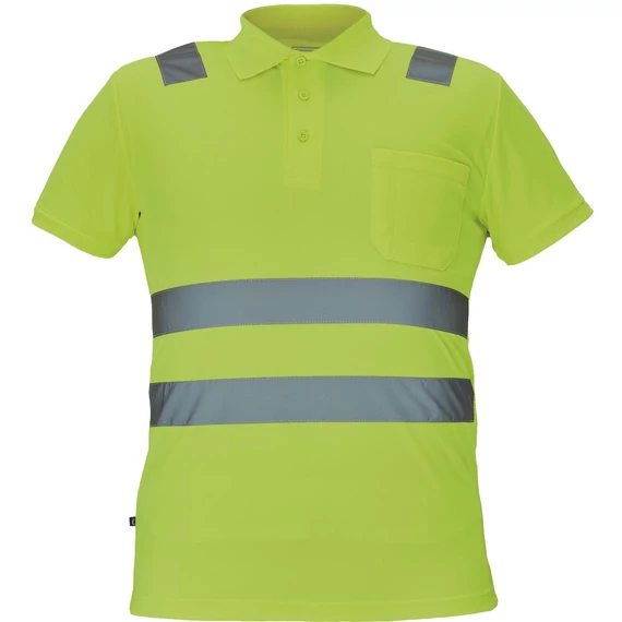 Cerva Jaen galléros póló, fényvisszaverő csíkokkal, sárga, 4XL