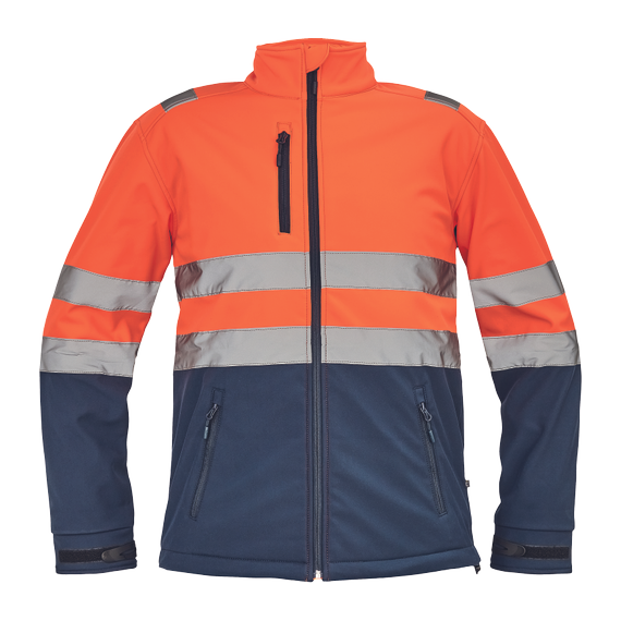 Cerva Granada láthatósági softshell kabát, narancssárga-kék, 2XL