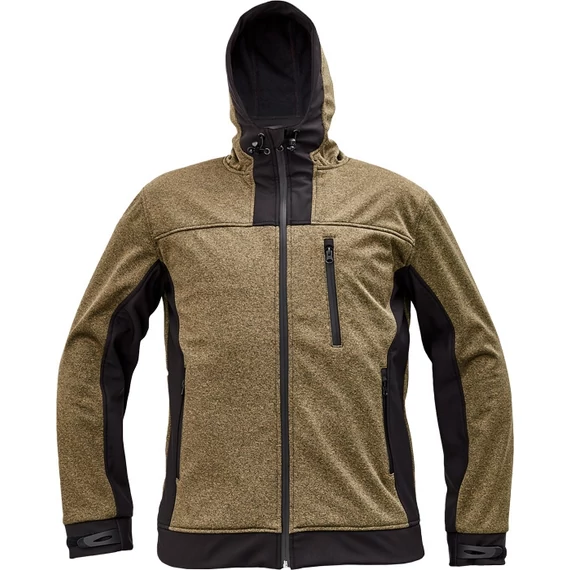 Cerva Huyer softshell munkás kabát kapucnival, férfi, bézs, XS