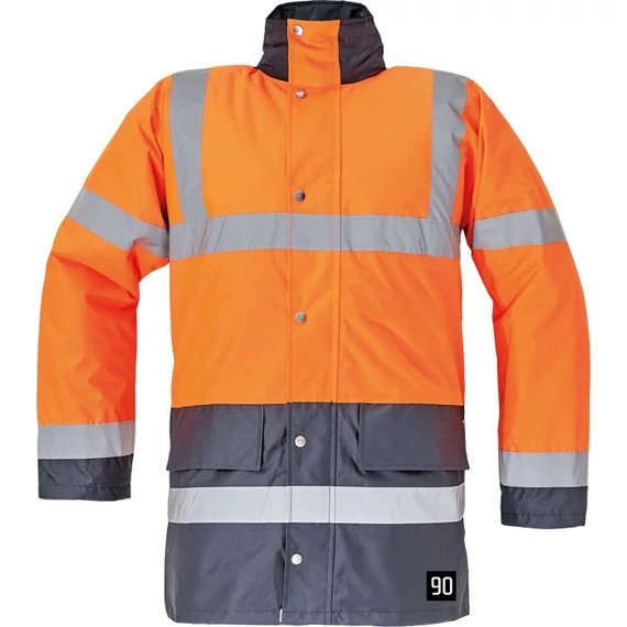 Cerva Sefton jól láthatósági kabát, bélelt, narancssárga-kék, 2XL