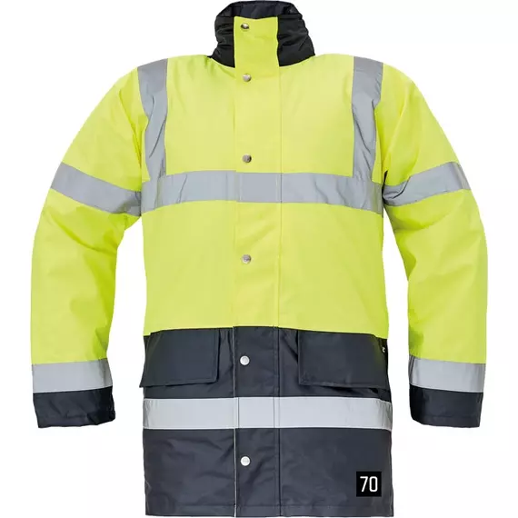 Cerva Sefton jól láthatósági kabát, bélelt, sárga-kék, 4XL