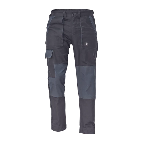 Cerva Max derekas munkanadrág, kopásálló, pamut, fekete-szürke, 48