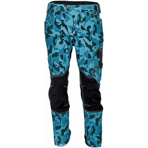 Cerva Neurum Camouflage munkanadrág, terepmintás, petrol kék, 60