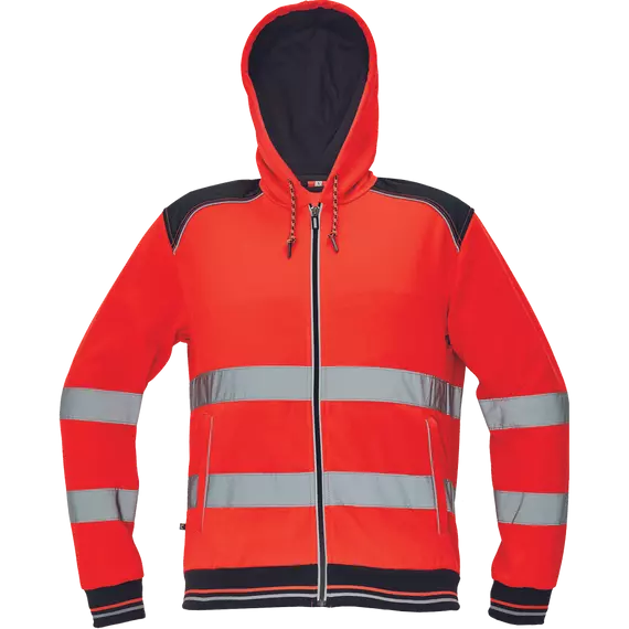 Cerva Knoxfiled Hi-Vis láthatósági kapucnis pulóver piros, XL