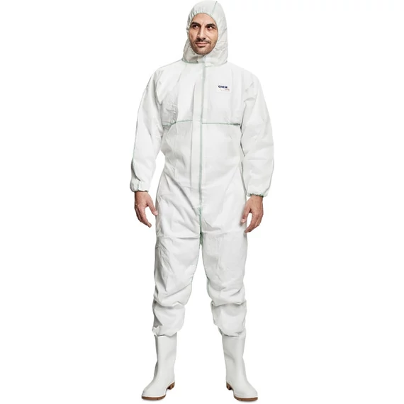 Chemsafe C1 overall kapucnival, antisztatikus, radioaktív anyagnak ellenálló, fehér, 2XL
