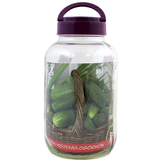 Chomik tároló edény fedővel, fogóval, üveg, 4.25L