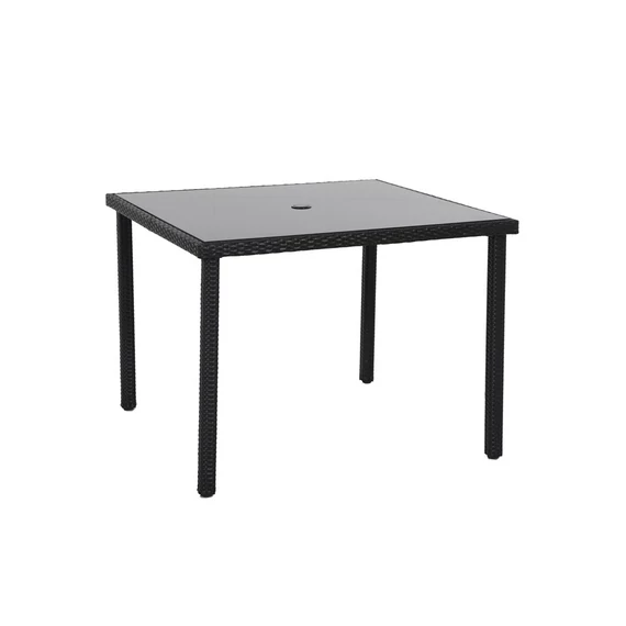 Creador Wicke 100 polyrattan üveglapos asztal, 100x100x74cm