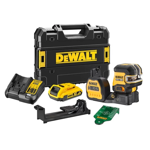 DeWalt DCE088D1G18 akkus keresztvonalas lézer, 30m, 18V, 2Ah akkuval és töltővel