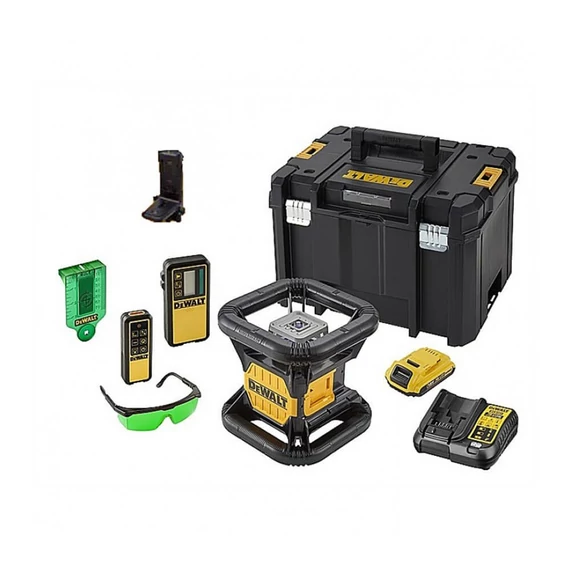 DeWalt DCE079D1G XR akkus önbeálló forgólézer, 18V, 60m (2db 2.0Ah akkuval és töltővel)