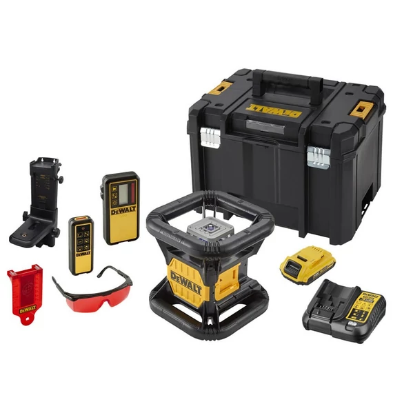DeWalt DCE079D1R XR akkus önbeálló forgólézer, 18V, 60m (1db 2Ah akkuval és töltővel)