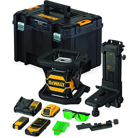 DeWalt DCE080D1GS XR akkus önszintező zöld forgólézer, 80m (1db 2Ah akkuval és töltővel)