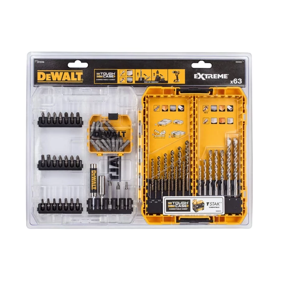 DeWalt Extrém fúró- és bitkészlet, 63 db-os