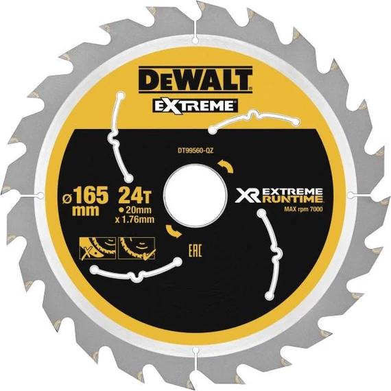 DeWalt DT99560 körfűrészlap, 24 fog, 165mm