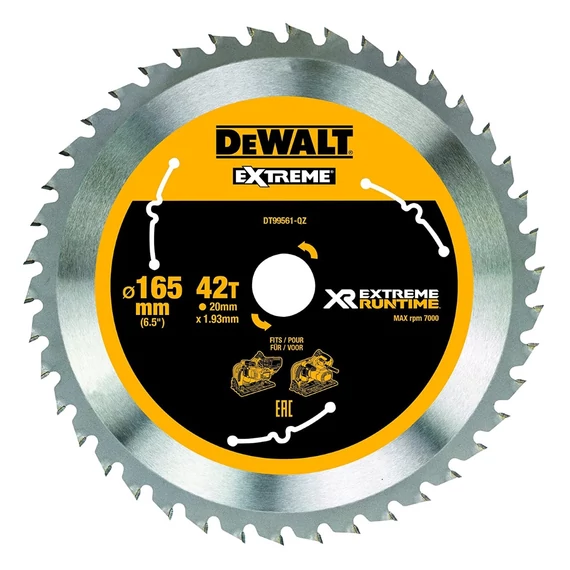 DeWalt DT99561 XR körfűrészlap, 42 fog, 165mm