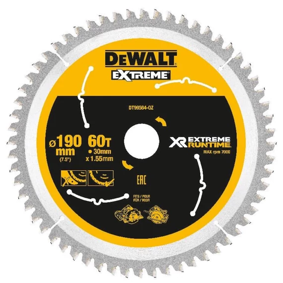 DeWalt DT99564 XR körfűrészlap, 60 fog, 190mm