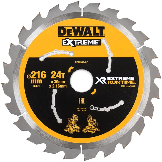DeWalt DT99568 körfűrészlap, 24 fog, 216mm
