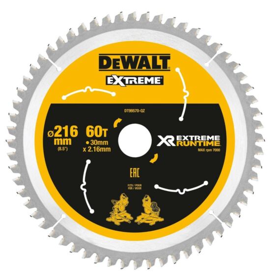 DeWalt DT99570 XR körfűrészlap, 60 fog, 216mm