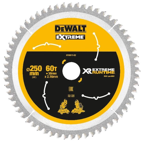 DeWalt DT99573 XR körfűrészlap, 60 fog, 250mm