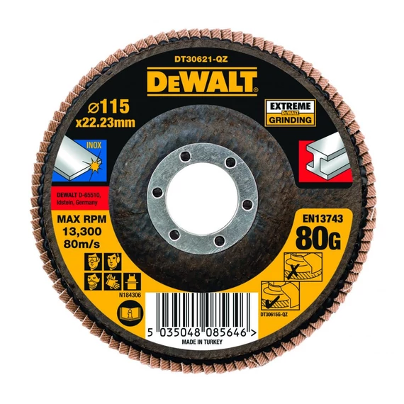 DeWalt DT30621 Extreme lamellás csiszolótárcsa, 115mm, 80G