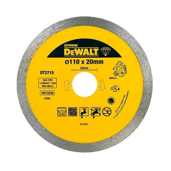 DeWalt DT3715 vizes-száraz gyémánt vágótárcsa, 110mm