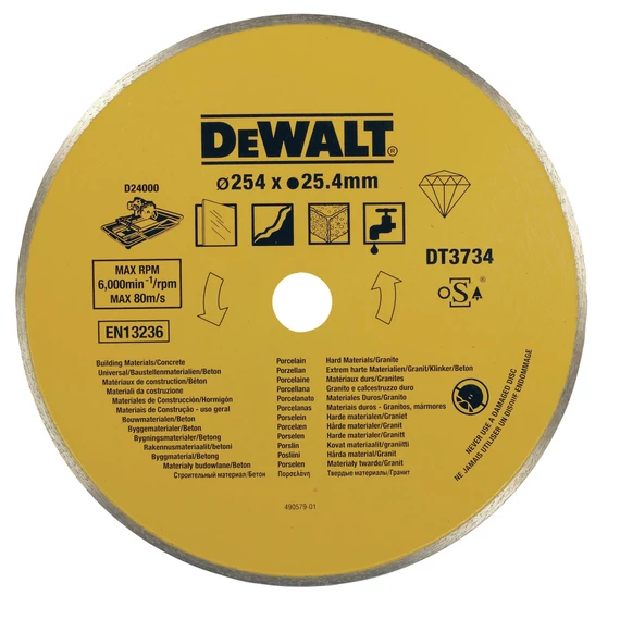 DeWalt DT3734 porcelán/kővágó tárcsa, 250mm