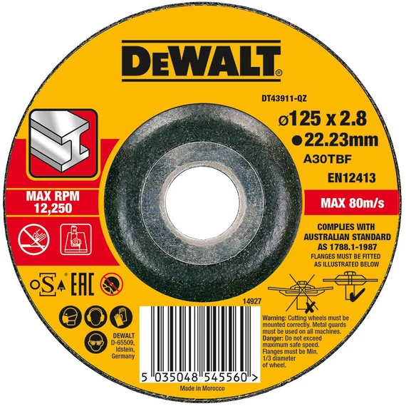 DeWalt DT43911 vágótárcsa fémhez, 125mm