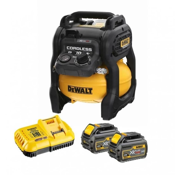 DeWalt DCC1054T2 XR akkus kompresszor, 54V, 10L, 9.3bar (2db 6.0Ah akkuval és töltővel)