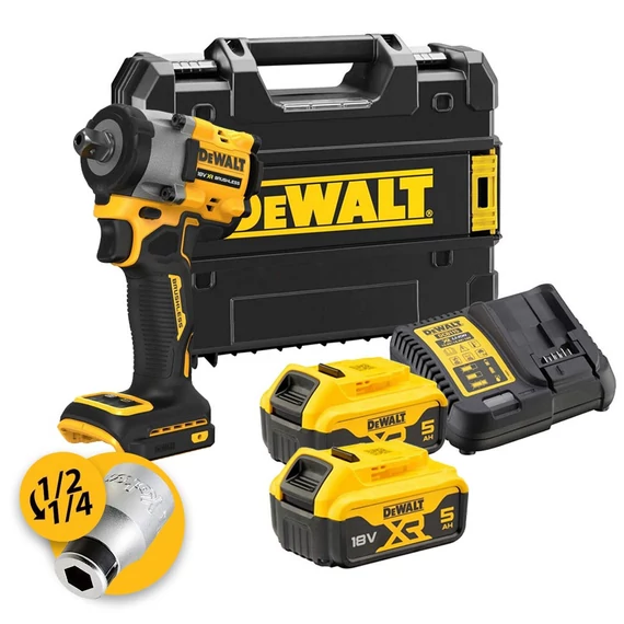DeWalt DCF922P2T Akkus ütvecsavarozó 1/2&quot;, 406Nm, 2x5Ah akkuval és töltővel