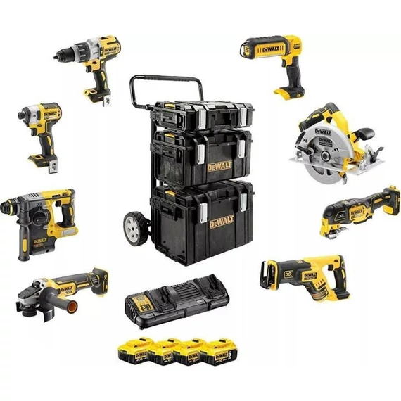 DeWalt DCK853P4 XR akkus gépszett (8 gép 4db akkuval és kocsival)
