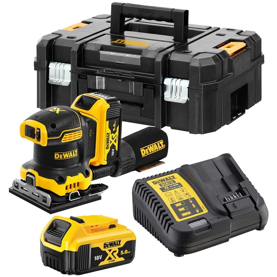 DeWalt DCW200P2 XR akkus rezgőcsiszoló, 18V (2db 5Ah akkuval és töltővel)
