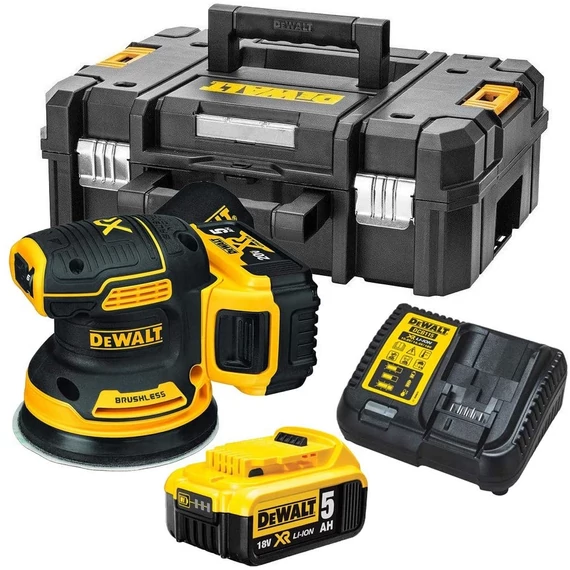 DeWalt DCW210P2 XR akkus excentercsiszoló, 18V, 125mm (2db 5.0Ah akkuval és töltővel)