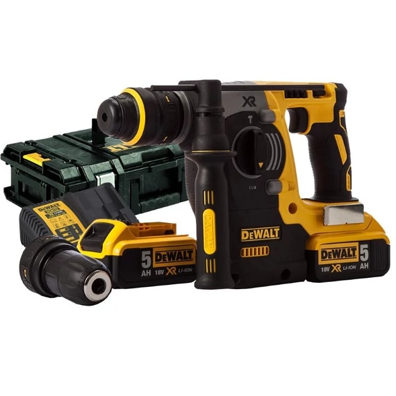 DeWalt DCH274P2T XR akkus fúrókalapács, SDS-Plus, 18V, 2.1J (2db 5Ah akkuval és töltővel)