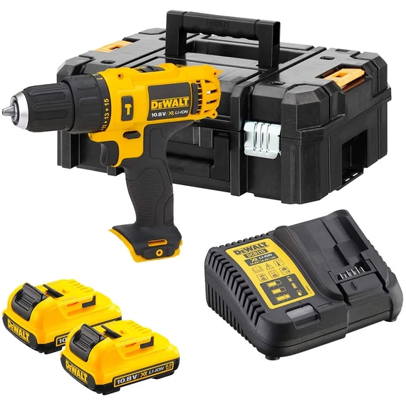 DeWalt DCD716D2 XR akkus fúró-csavarozó, 10.8V, 1-10mm (2db 2Ah akkuval és töltővel)