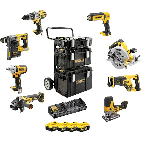 DeWalt DCK856P4 XR akkus gépszett (8db gép, 4db 5Ah akku, töltő)
