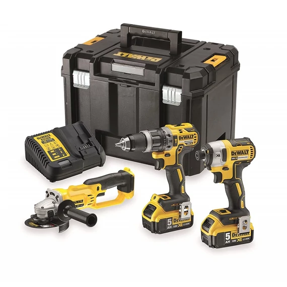 DeWalt DCK383P2T XR akkus gépszett, 18V (3 gép, 2db 5.0Ah akkuval, töltővel)