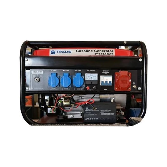 Straus benzinmotoros generátor - áramfejlesztő GGT3003E 3500W 196ccm 6,5LE