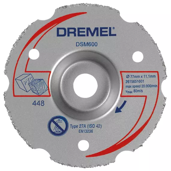 Dremel DSM600 többcélú karbid felsőmaró vágókorong, 77mm