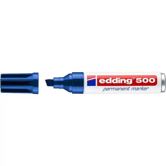 Edding 500 alkoholos jelölőfilc, vágott csúcs, kék, 2-7mm