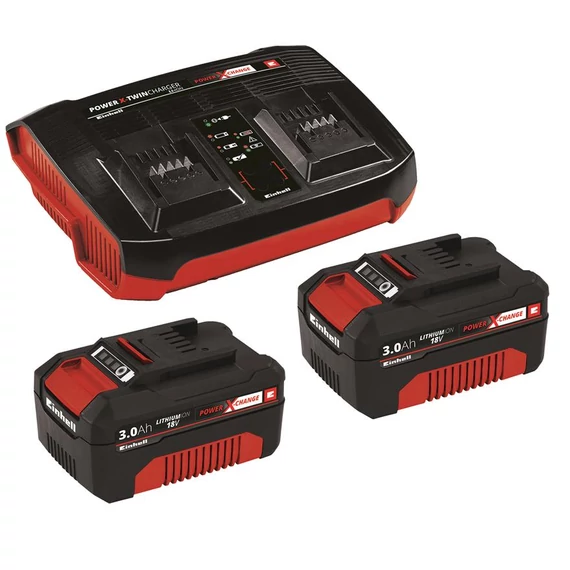 Einhell PXC Twincharger Kit gyorstöltő szett, 2x3.0Ah akku + 6V töltő